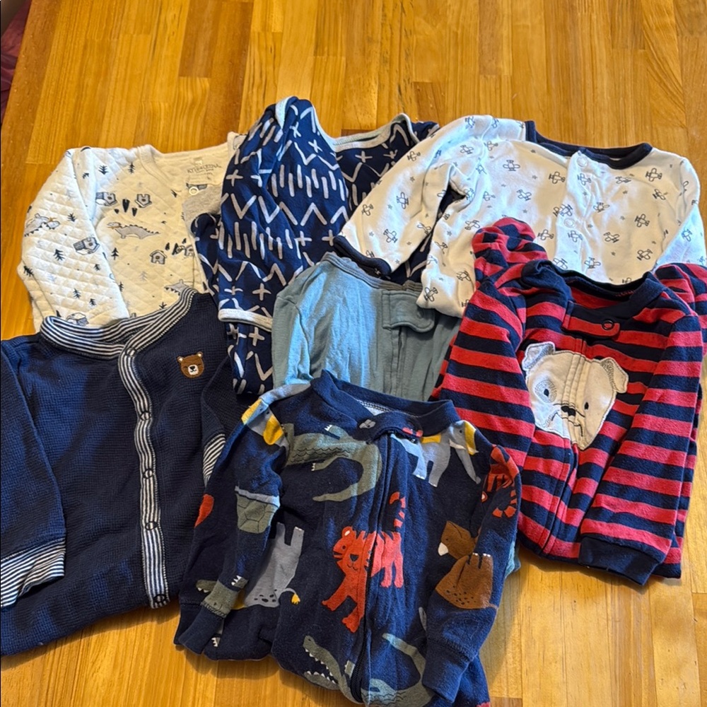 3-6 Animal Print and Striped Sleepers